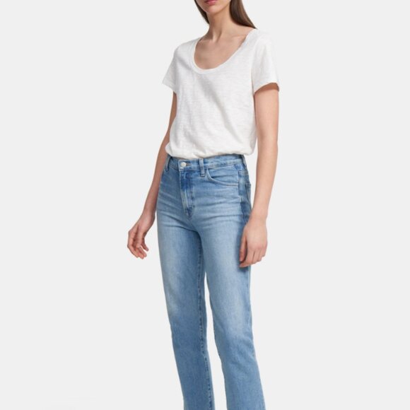 Theory Open Neck Tee in Organic Cotton SZ P - Picture 1 of 5